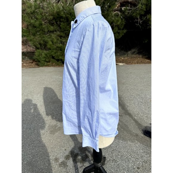 HM Shirt 6 Blue Striped Button Up Collared Beaded Long Sleeve Adult Womens - Picture 3 of 11